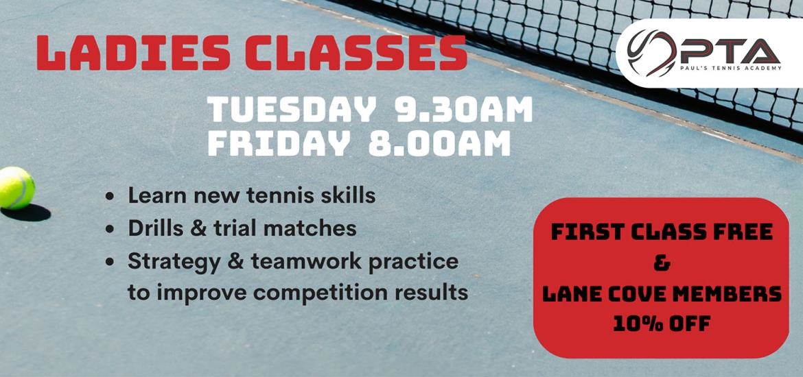 Ladies Classes with Pauls Tennis Academy - book now